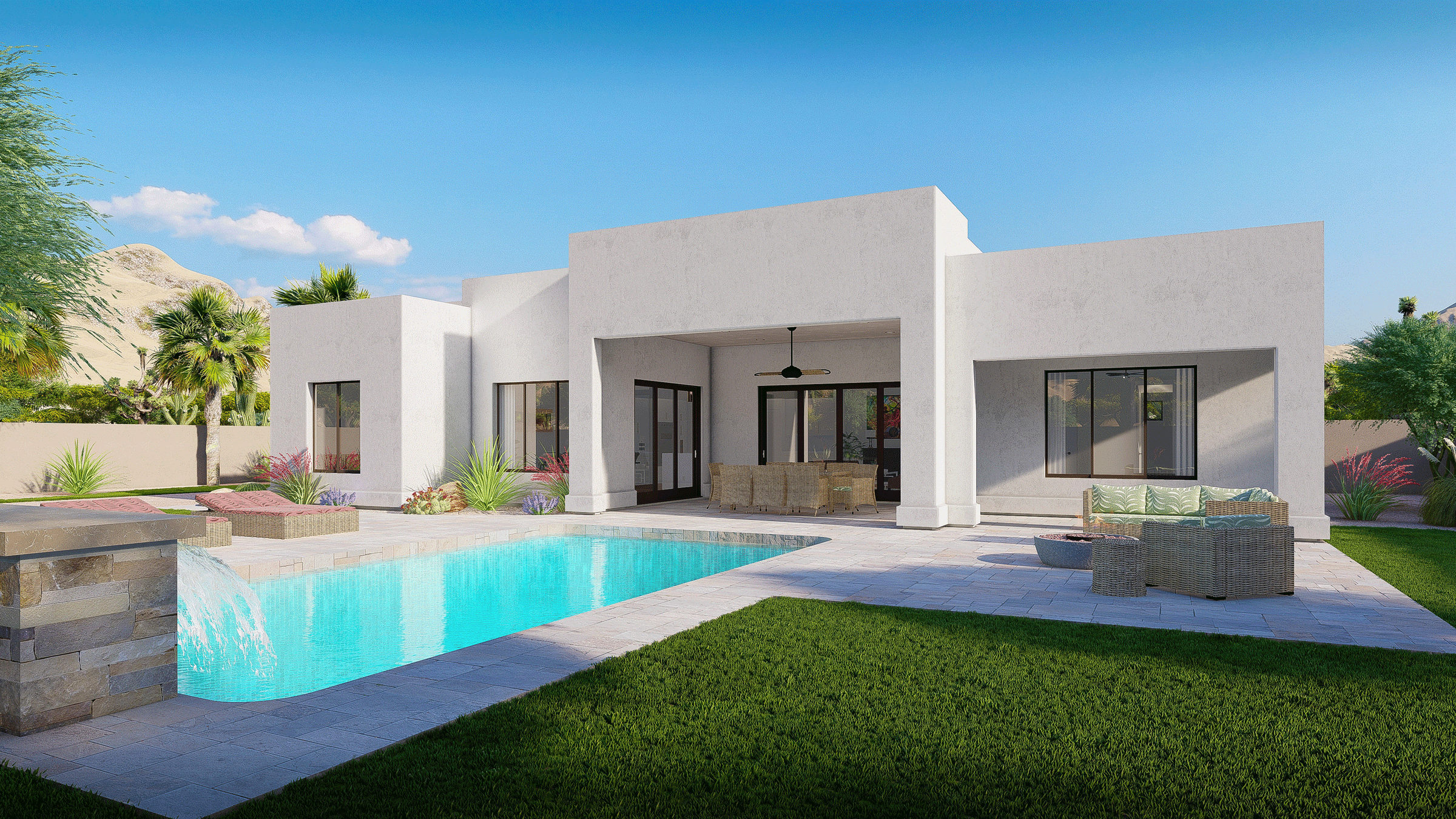 Arizona Floor Plan by Lexar Homes Denali SW Modern with RV Garage Exterior Photo