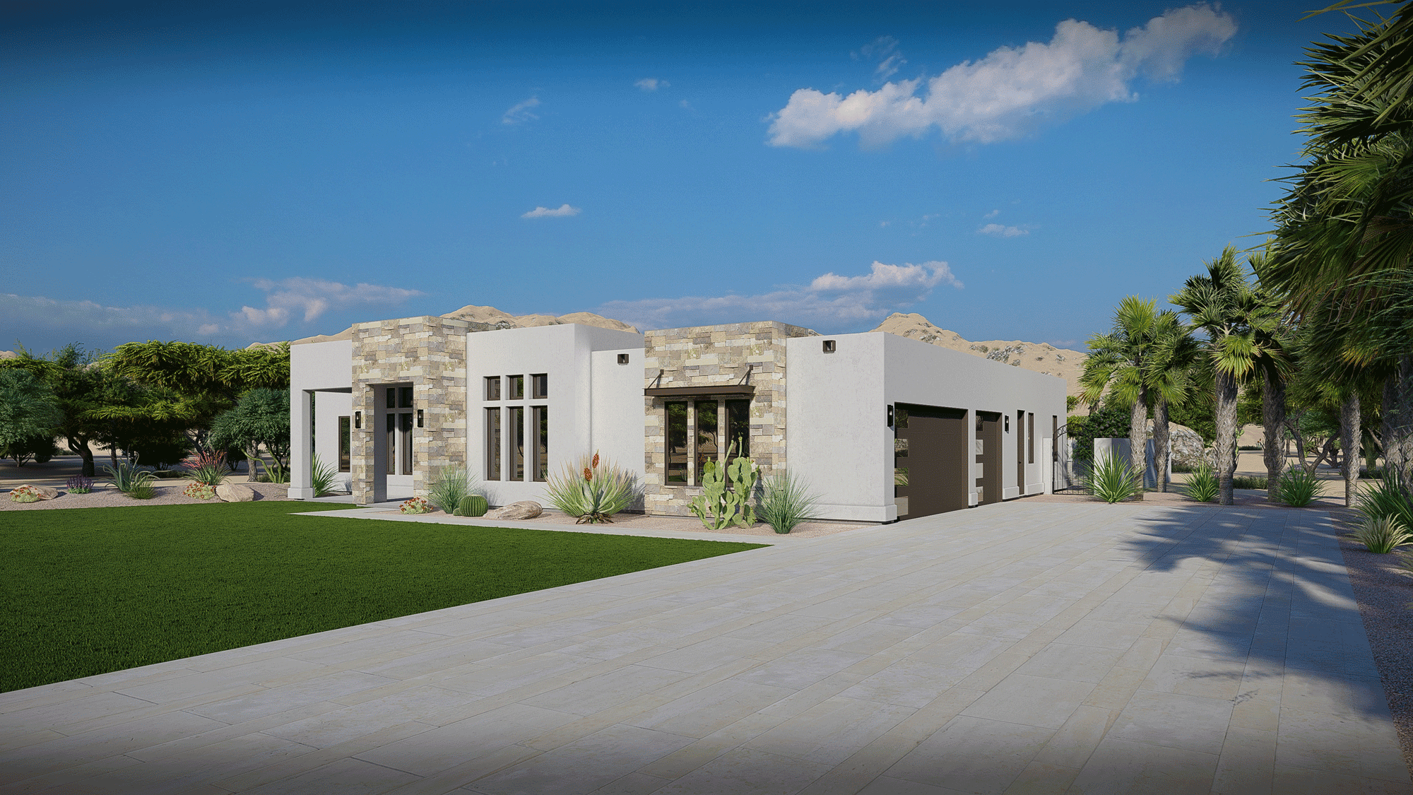 Lexar Homes Sierra SW Modern Home Plan Garage View