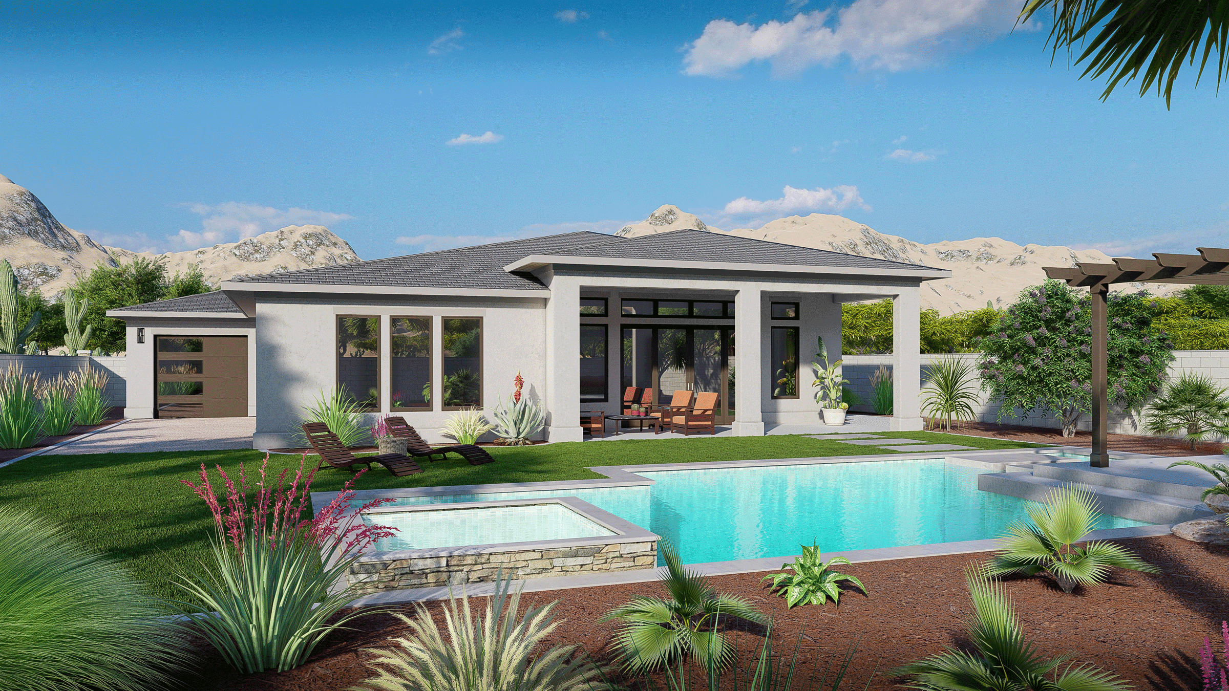 Lexar Homes Arizona Home Plan Sonoma SW Prairie Large Image Back View