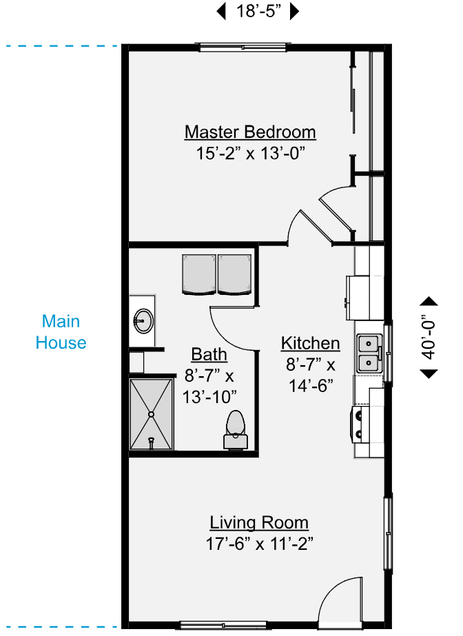 Floor plan layout to show example of a Lexar Homes multigenerational add-on unit.
