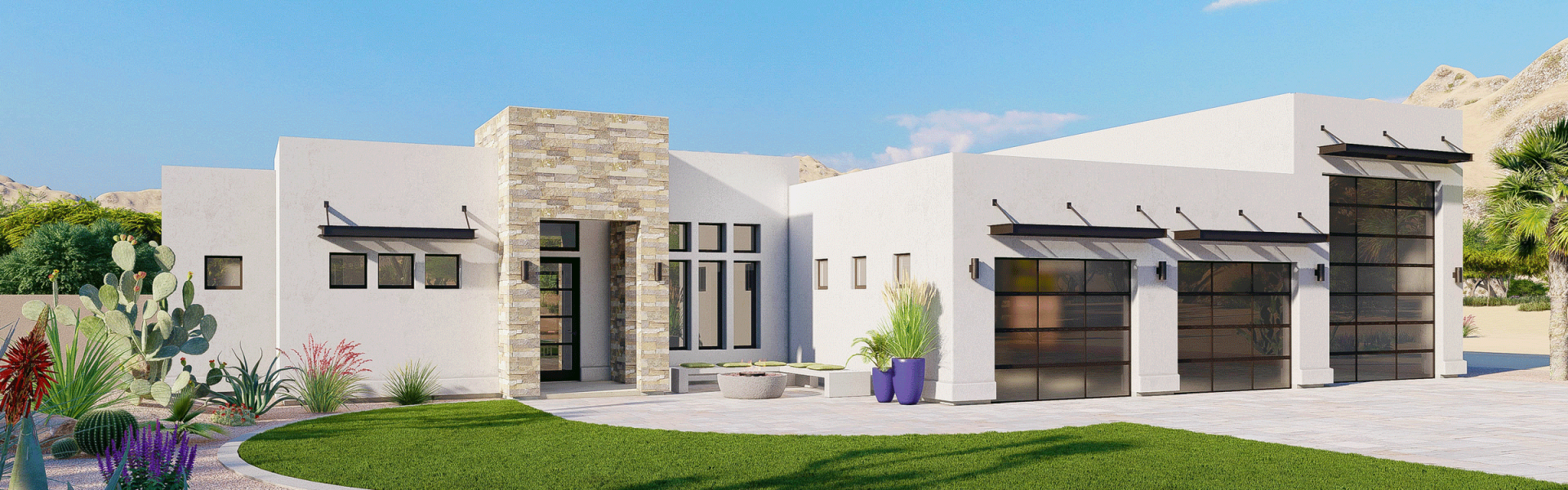 Photo real exterior rendering of the Denali floor plan by Lexar Homes of Cave Creek in Arizona