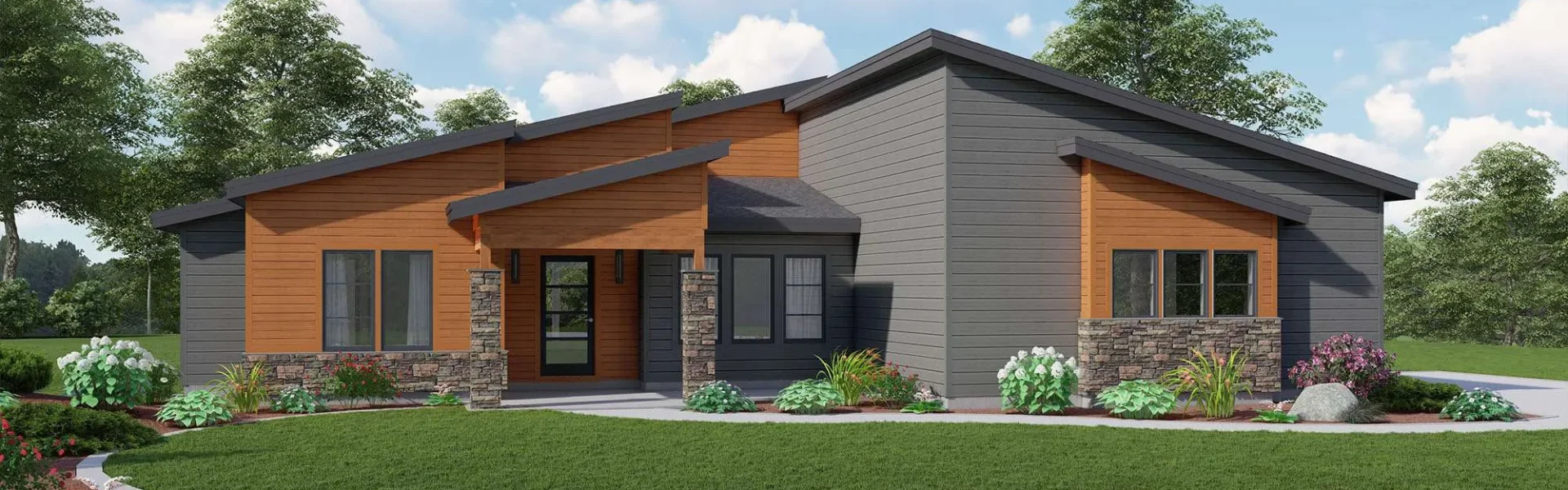 rendering of a modern style home