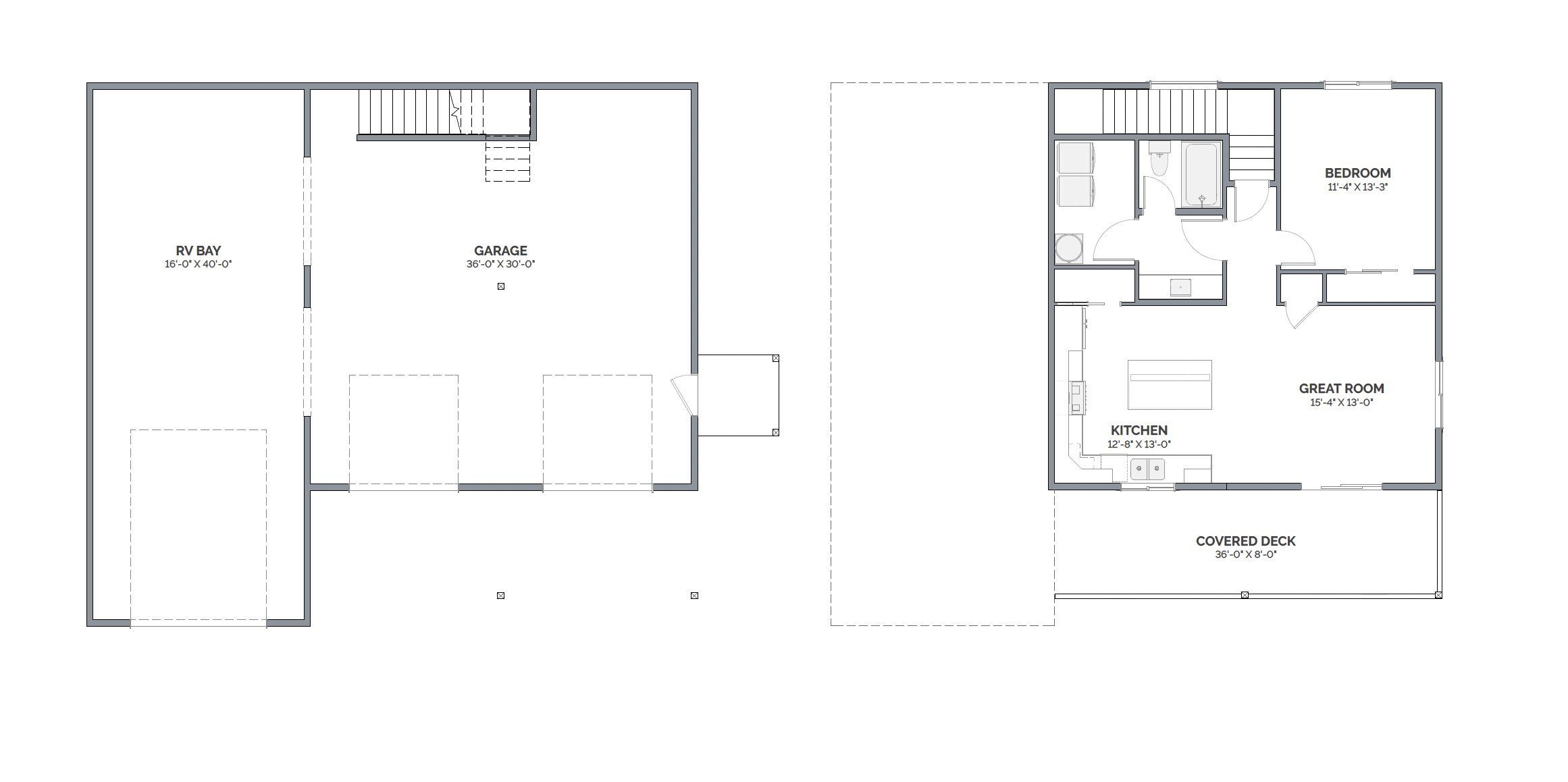 2 Car Garage with 795 ADU Above_1 Bed Floor Plan