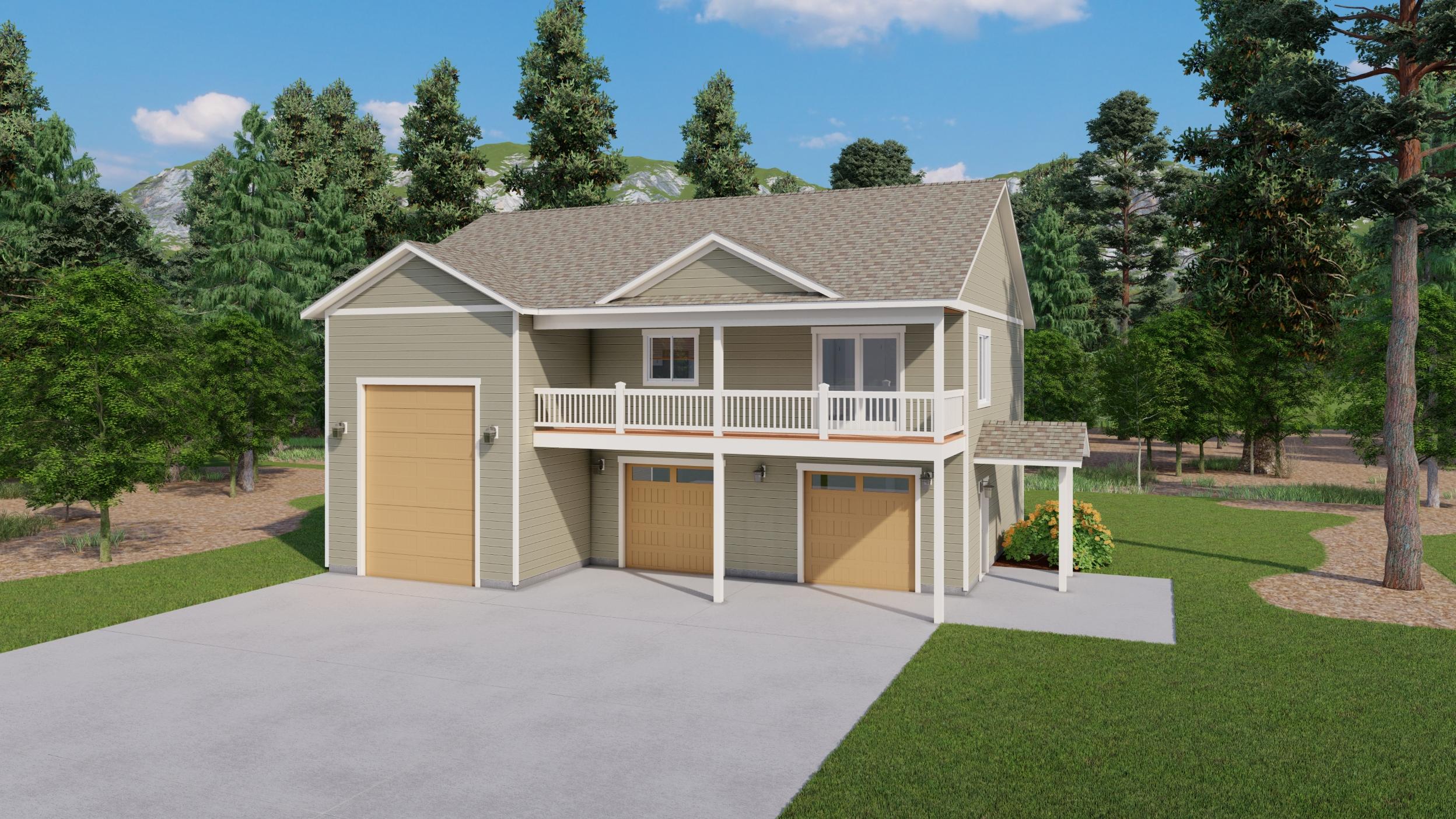 Adu above garage with attached RV garage