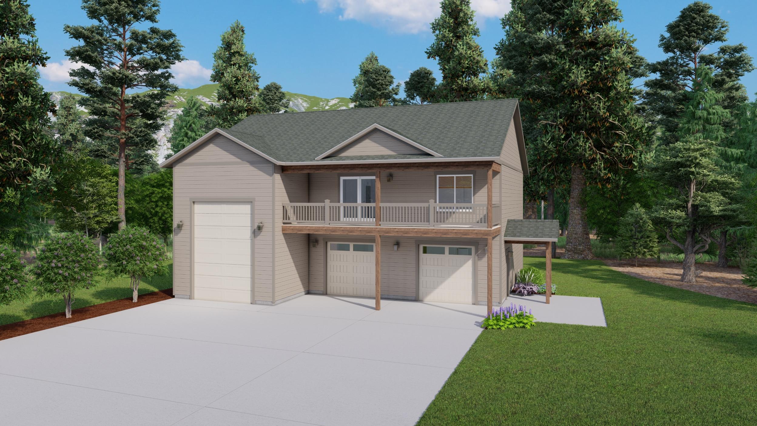 795 sq ft 2 bedroom ADU Above 2 car garage plus RV bay